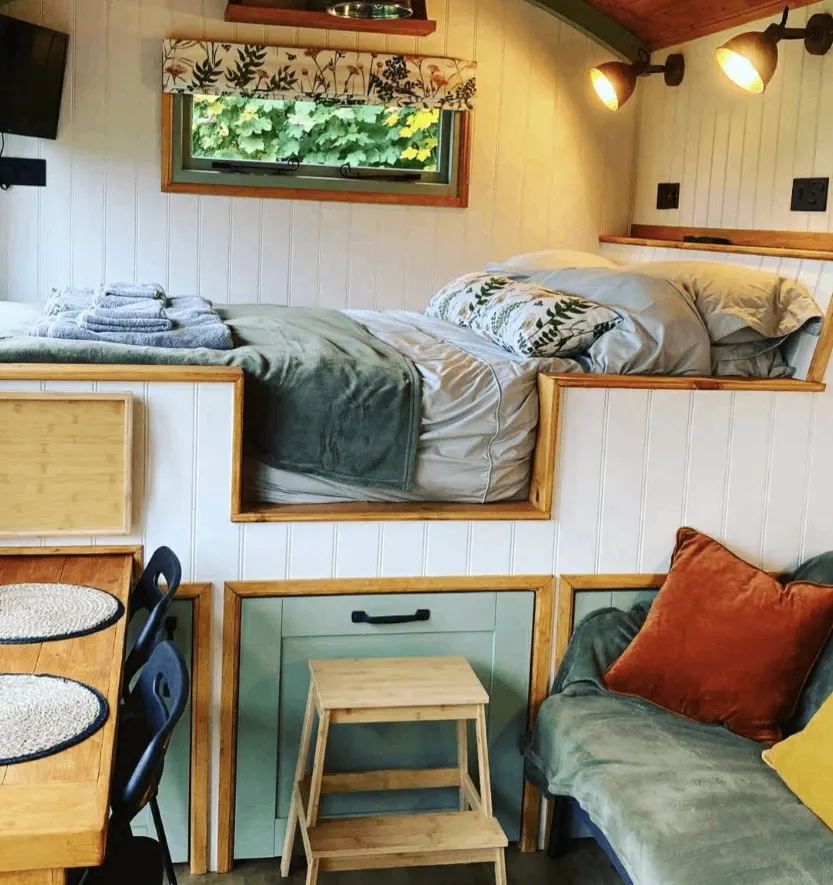 Bespoke interior joinery inside a glamping pod