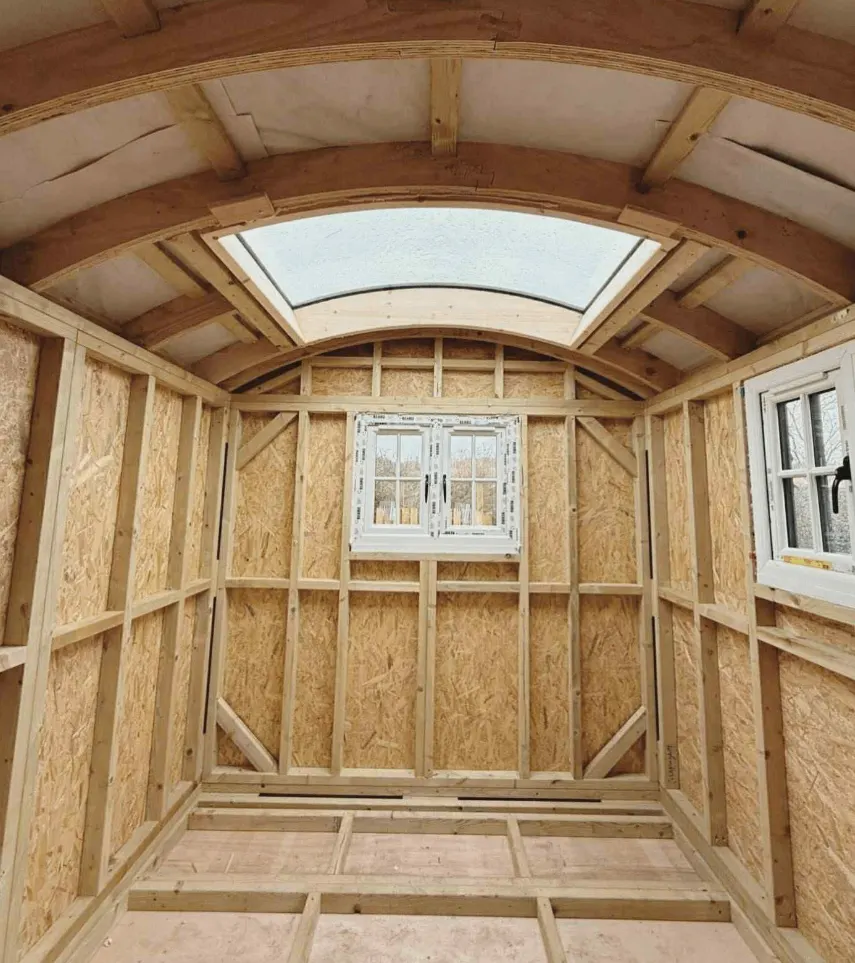 Timber framework during a glamping pod build
